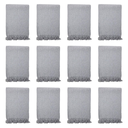 Monarch Brands Common Ground Throw Blankets, 50in x 70in, Patterned , Gray, 12PK THROW-50X70-GY-CS